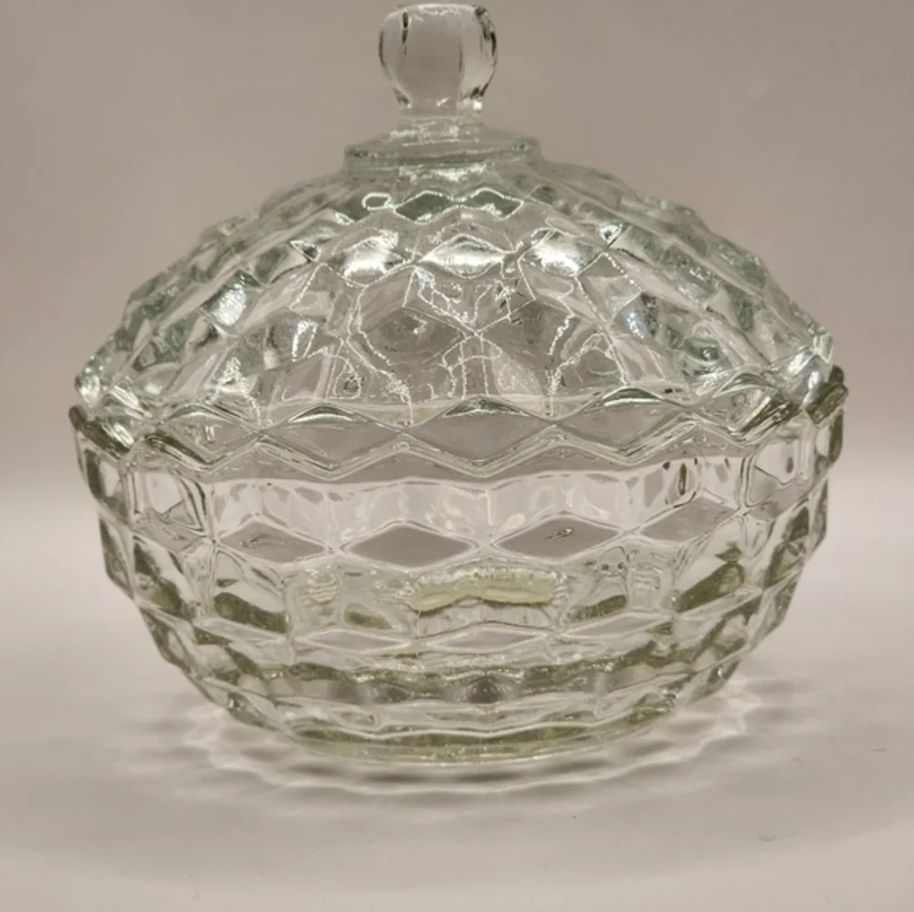 Vintage Clear Indiana Glass American Whitehall Covered Candy Dish With Lid‎